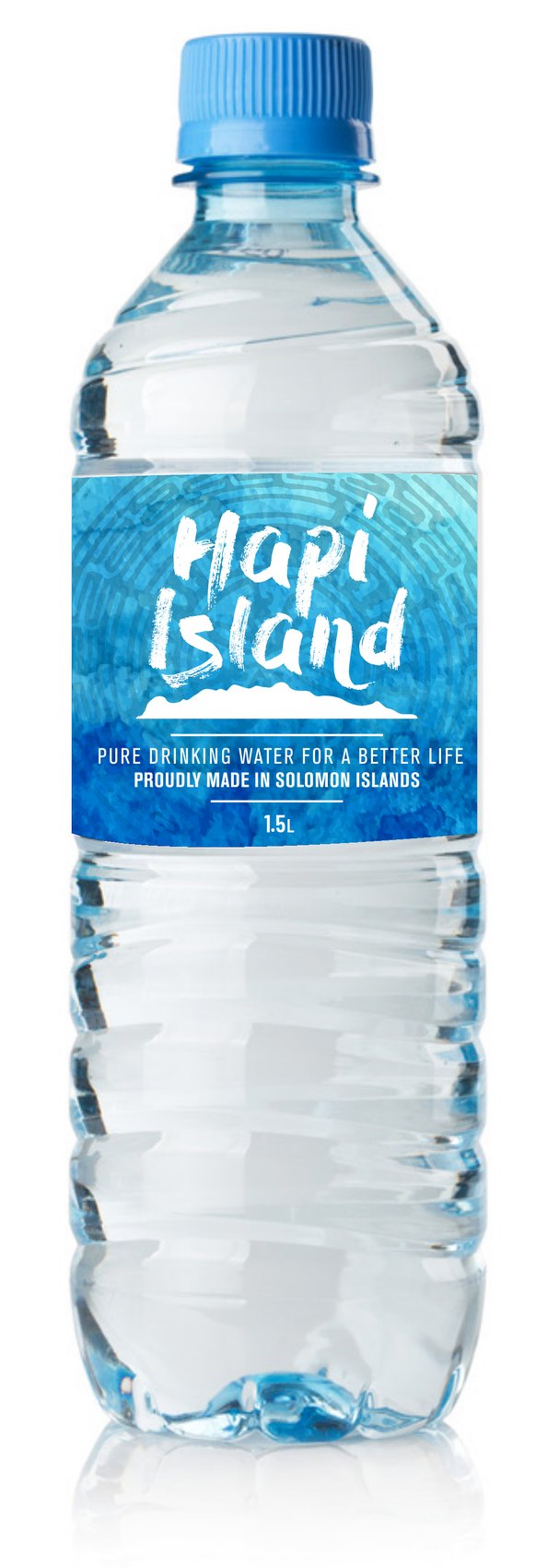 Hapi Island 1.5L bottle, brush label