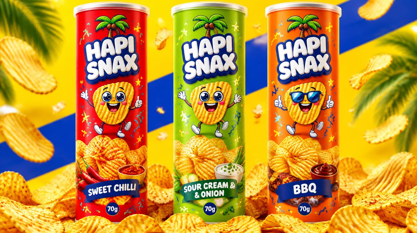 Hapi Snax Sweet Chilli, Sour Cream and Onion, and BBQ tubes